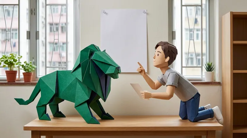 Paper-craft lion and cardboard student at a desk looking together at a sheet pinned to the wall, working out the one-month refund deadline for a discontinued Continuing Education Fund course